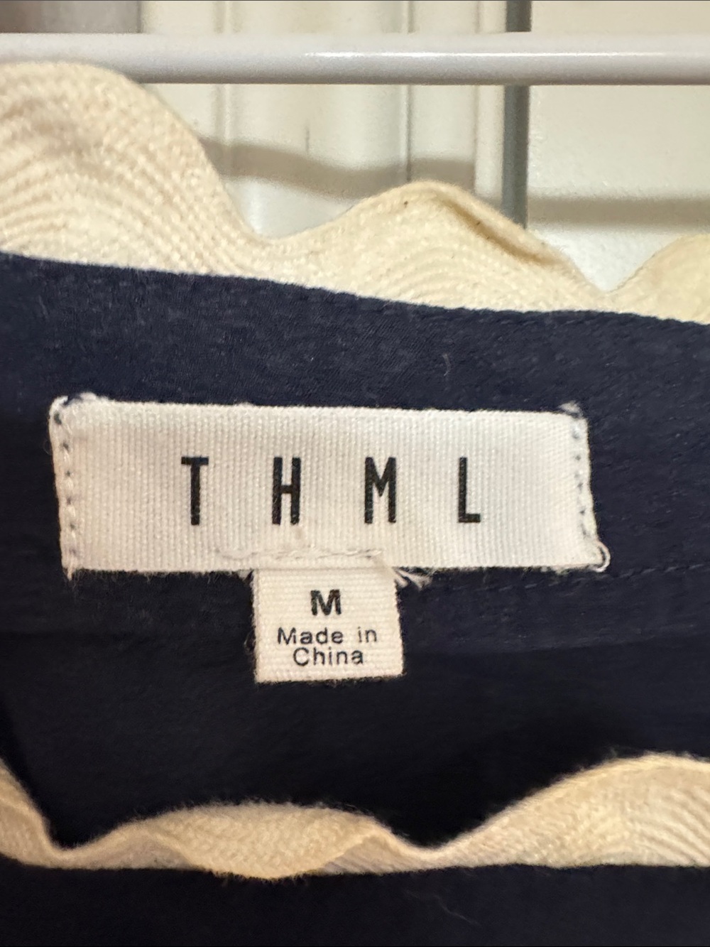 THML Navy Square-Neck Puff Sleeve Blouse with Pink Floral Embroidery - Picture 2 of 4
